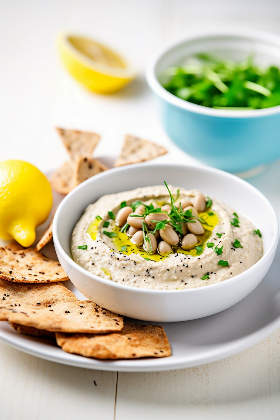 Roasted Garlic and White Bean Dip with Whole Grain Pita Chips Cooking