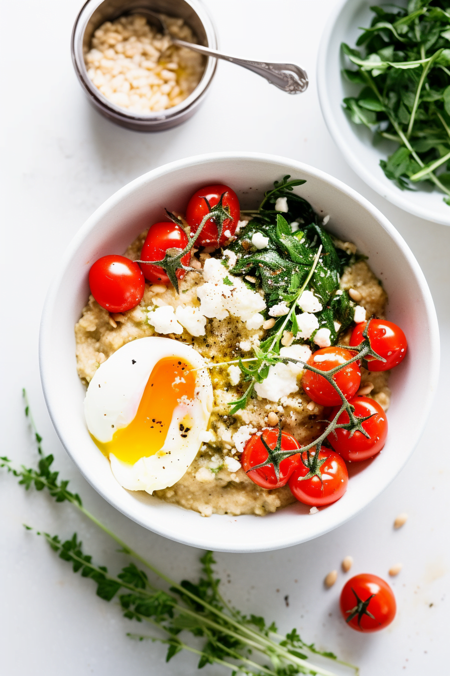Savory Oatmeal with Spinach and Poached Eggs