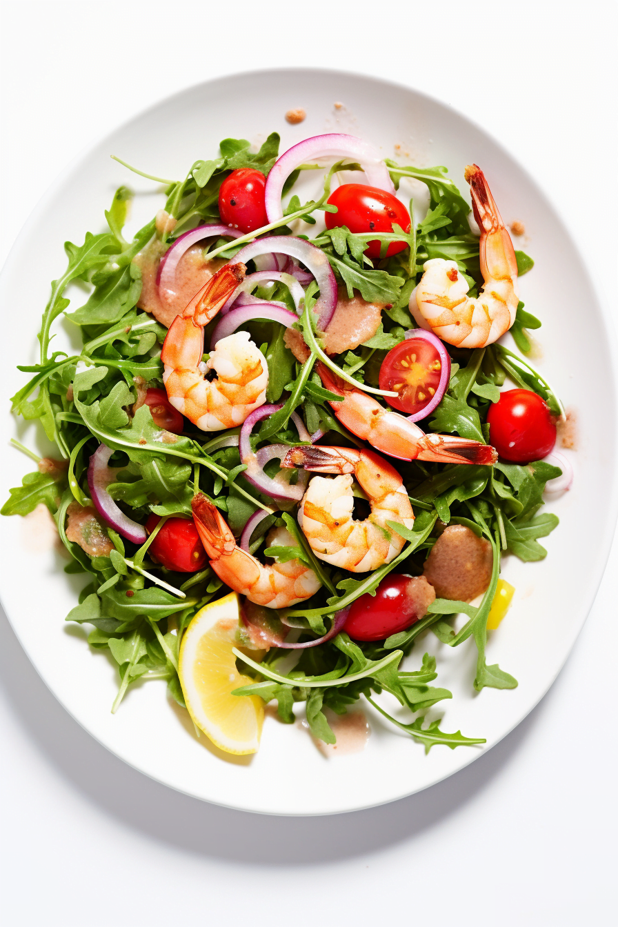 Preparing Shrimp and Arugula Salad