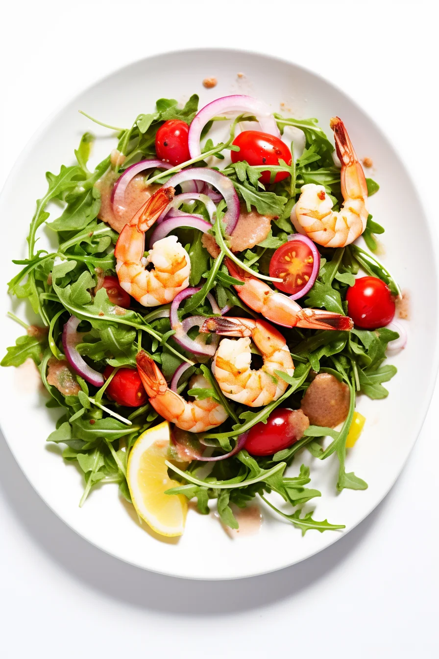 Preparing Shrimp and Arugula Salad