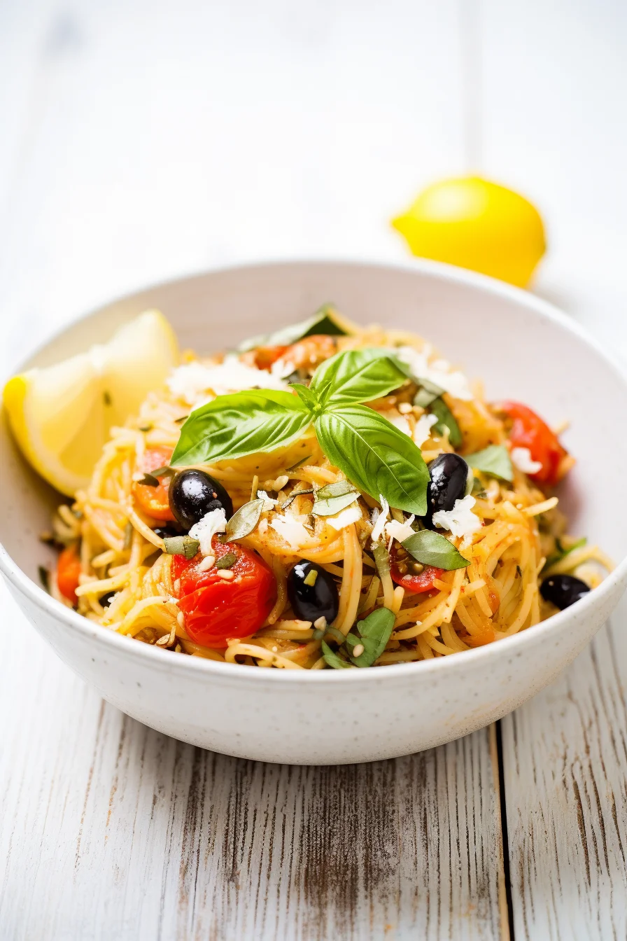 Spaghetti Squash with Tomato Sauce and Olives