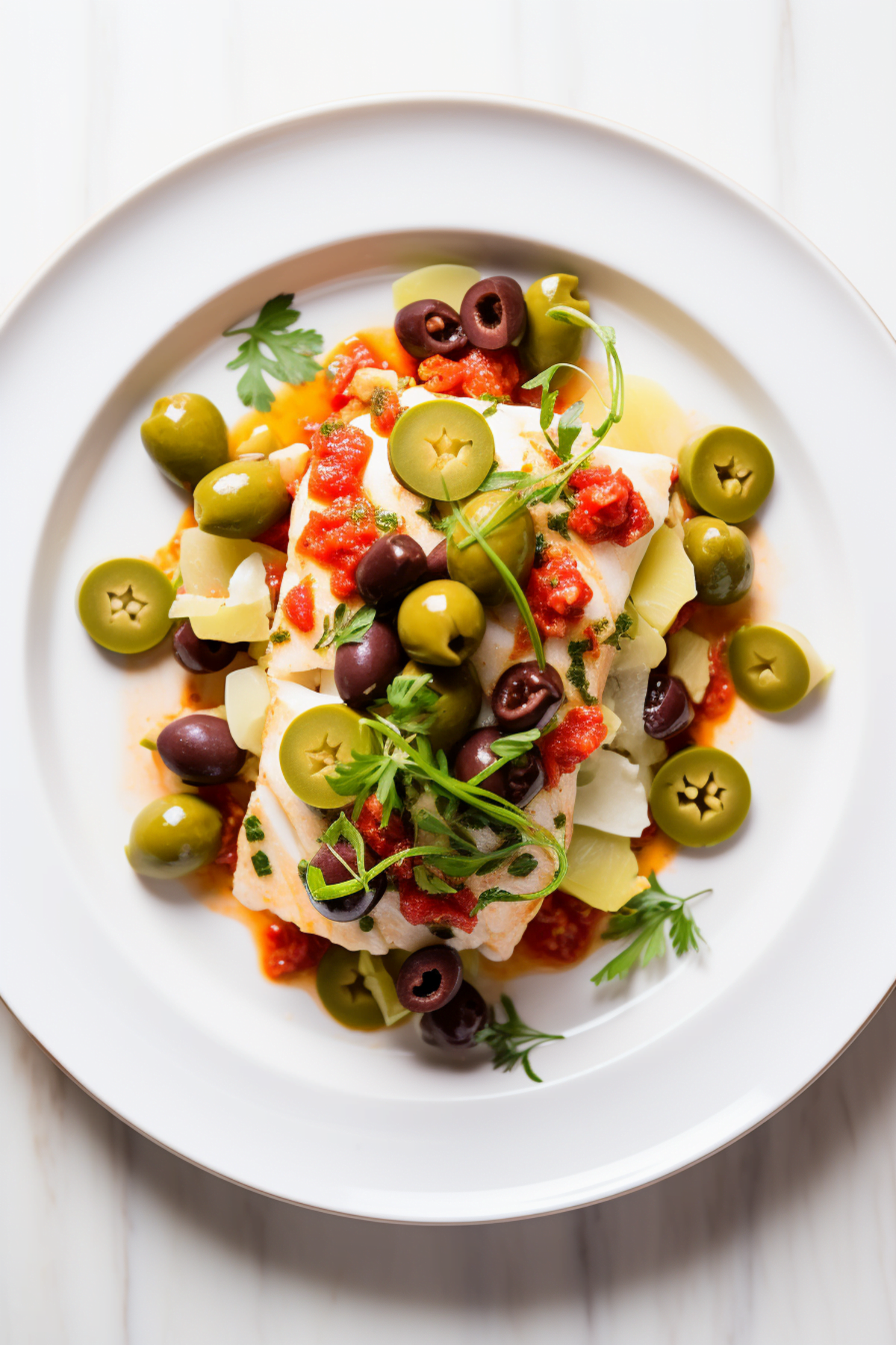 Spanish Cod a la Vizcaina with Olives and Bell Peppers_001