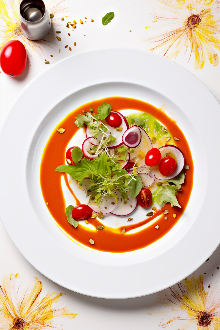 Spanish Gazpacho Andaluz with Fresh Tomatoes and Cucumber