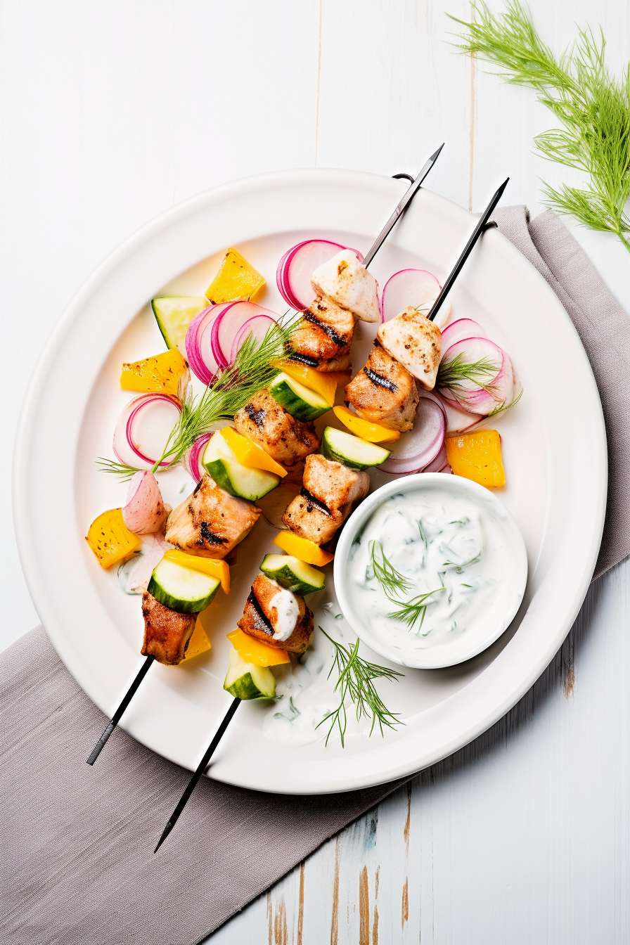Spiced Chicken Kebabs with Yogurt and Cucumber Sauce