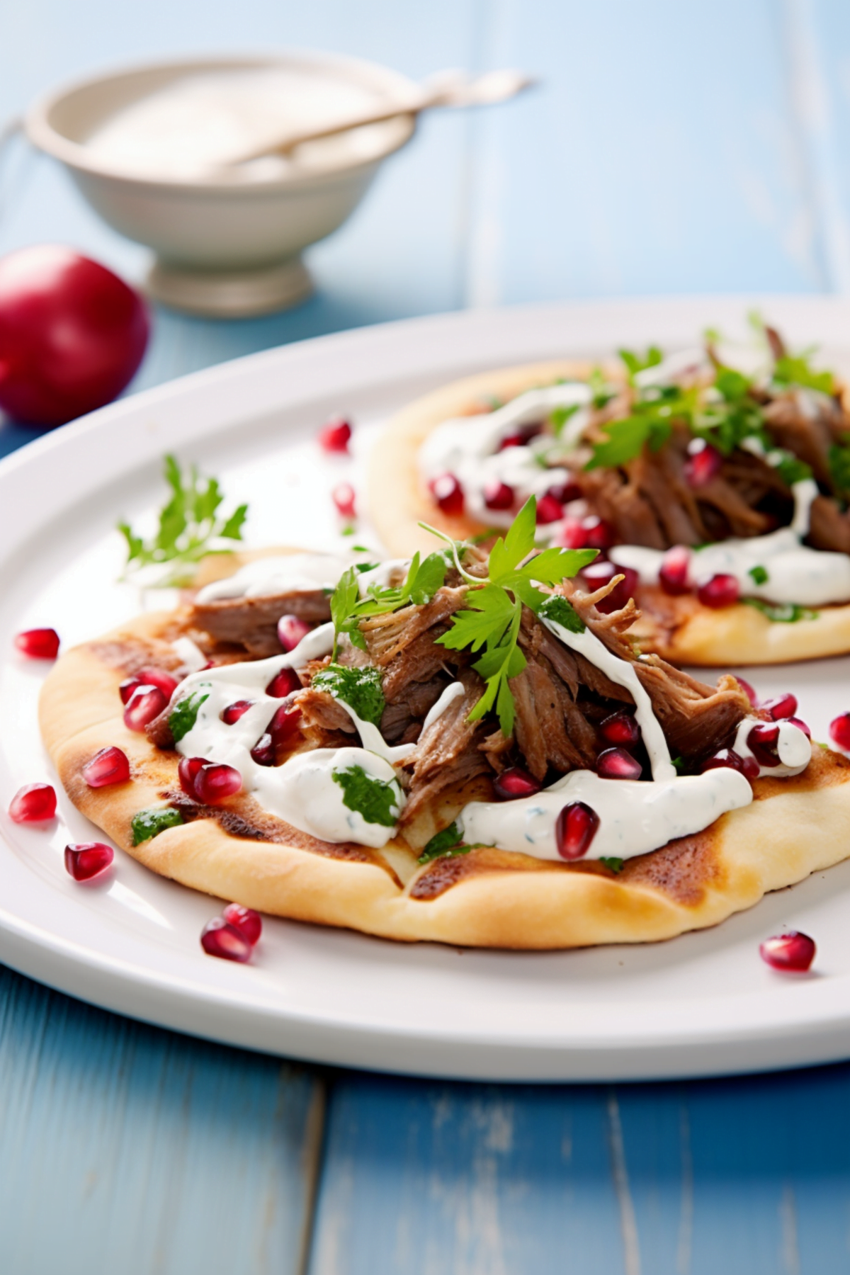 Spiced Lamb Flatbread with Eggplant Puree and Mint Yogurt_001