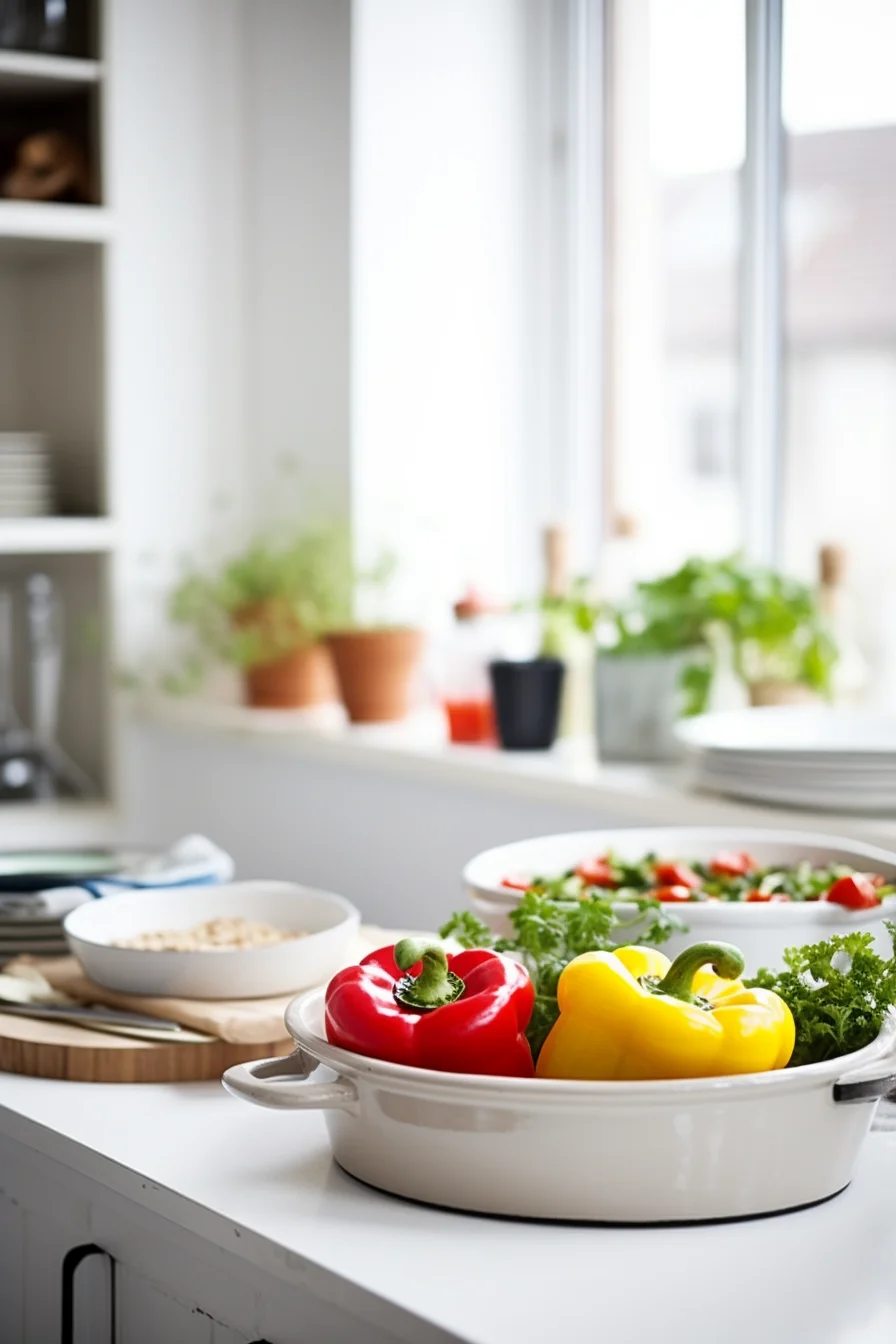 Preparing Stuffed Bell Peppers