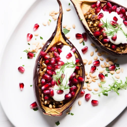 Stuffed Eggplant with Lentils, Walnuts, and Pomegranate Molasses_001