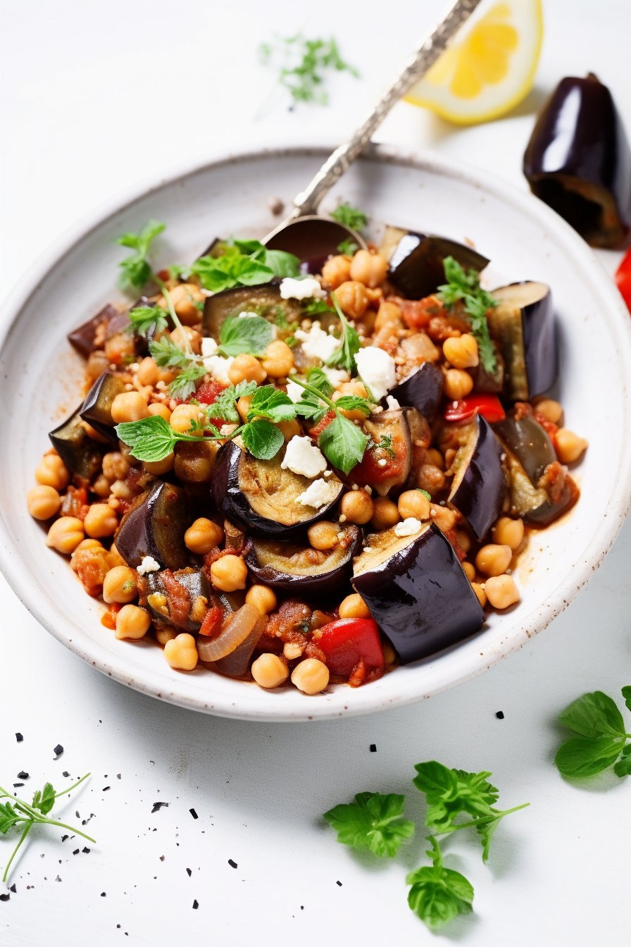 Ingredients for Syrian Eggplant and Chickpea Stew
