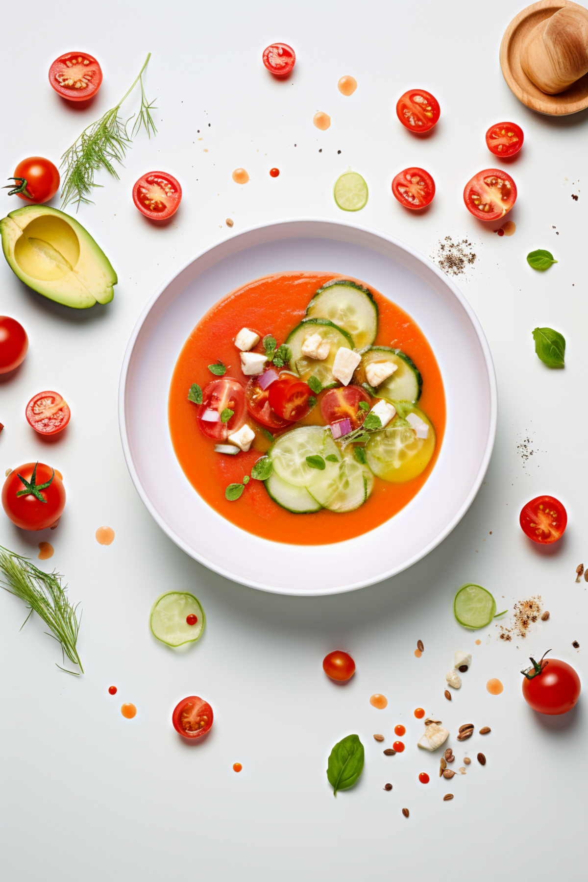 Tomato and Cucumber Gazpacho with Avocado and Dill_001