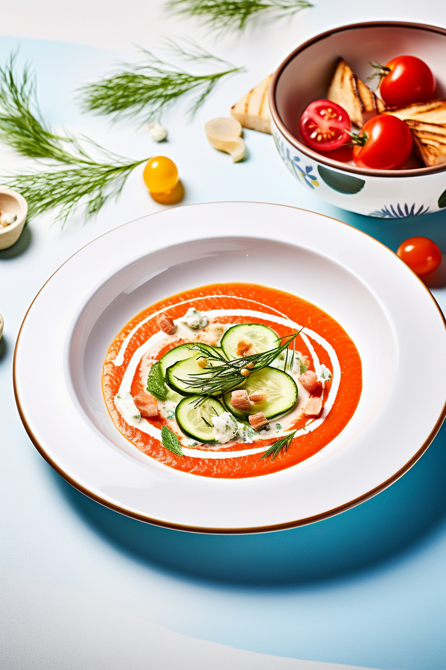 Ingredients for Tomato and Cucumber Gazpacho with Avocado and Dill