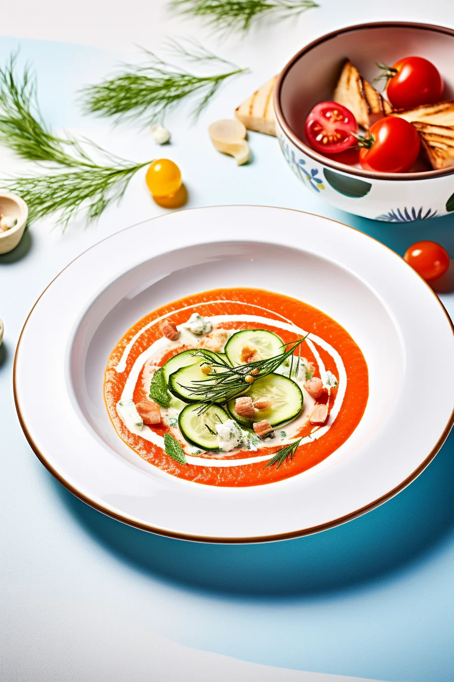 Ingredients for Tomato and Cucumber Gazpacho with Avocado and Dill