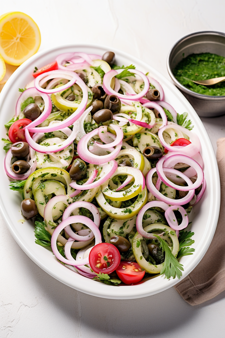 Turkish Green Olive Salad with Lemon and Parsley