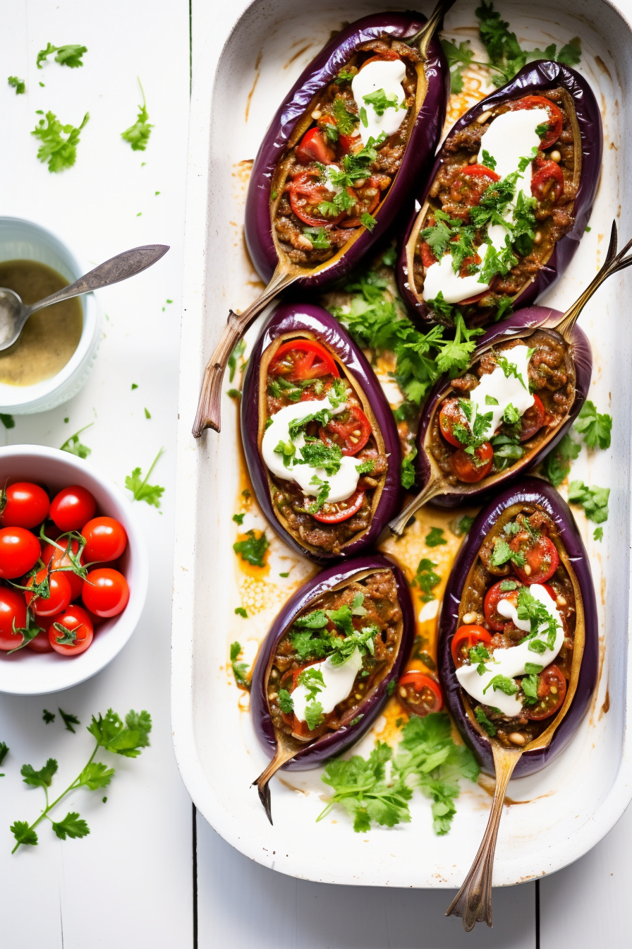 Preparing Turkish Stuffed Eggplants