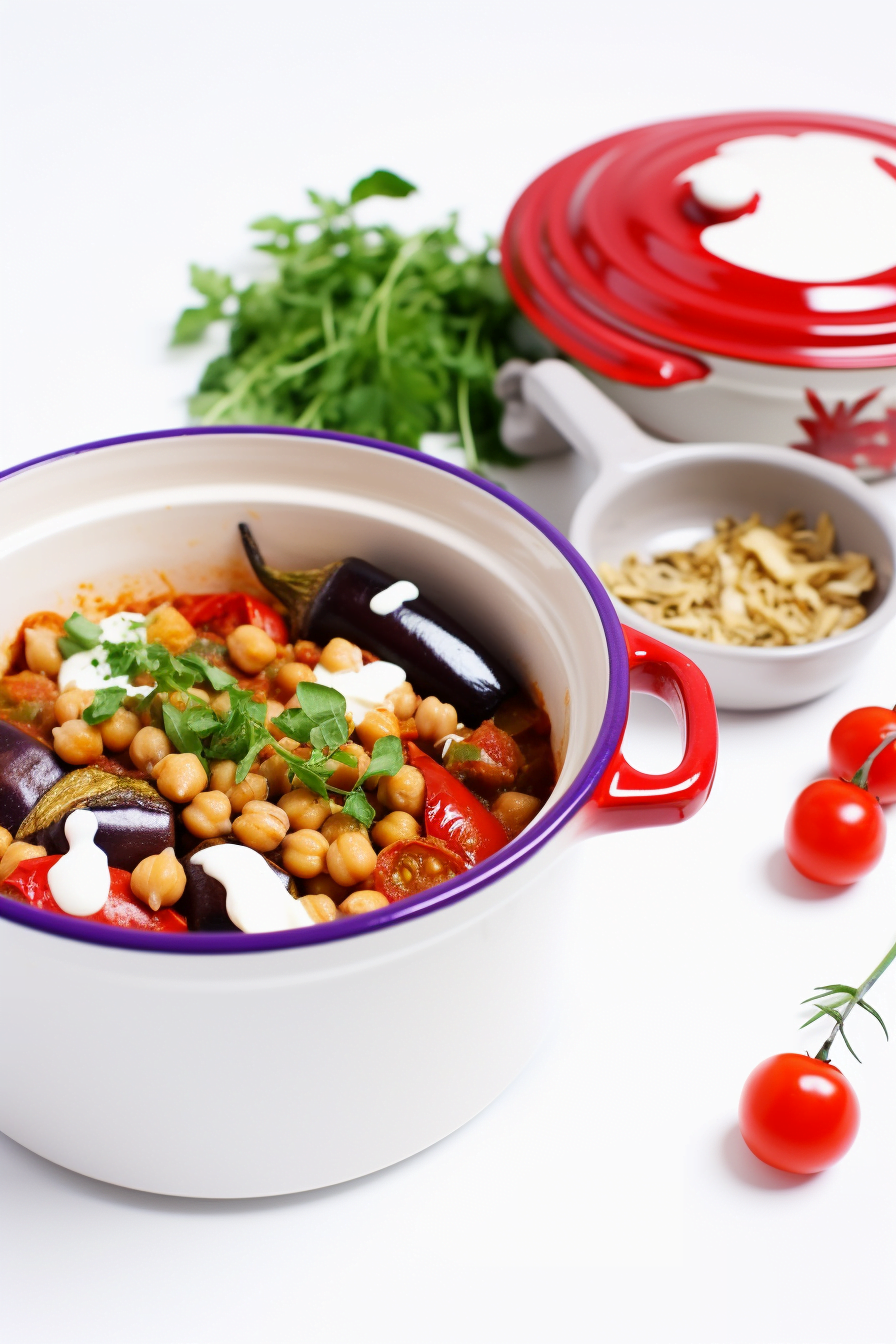 Ingredients for Turkish-Style Eggplant and Chickpea Stew (Patlıcan Güveç)