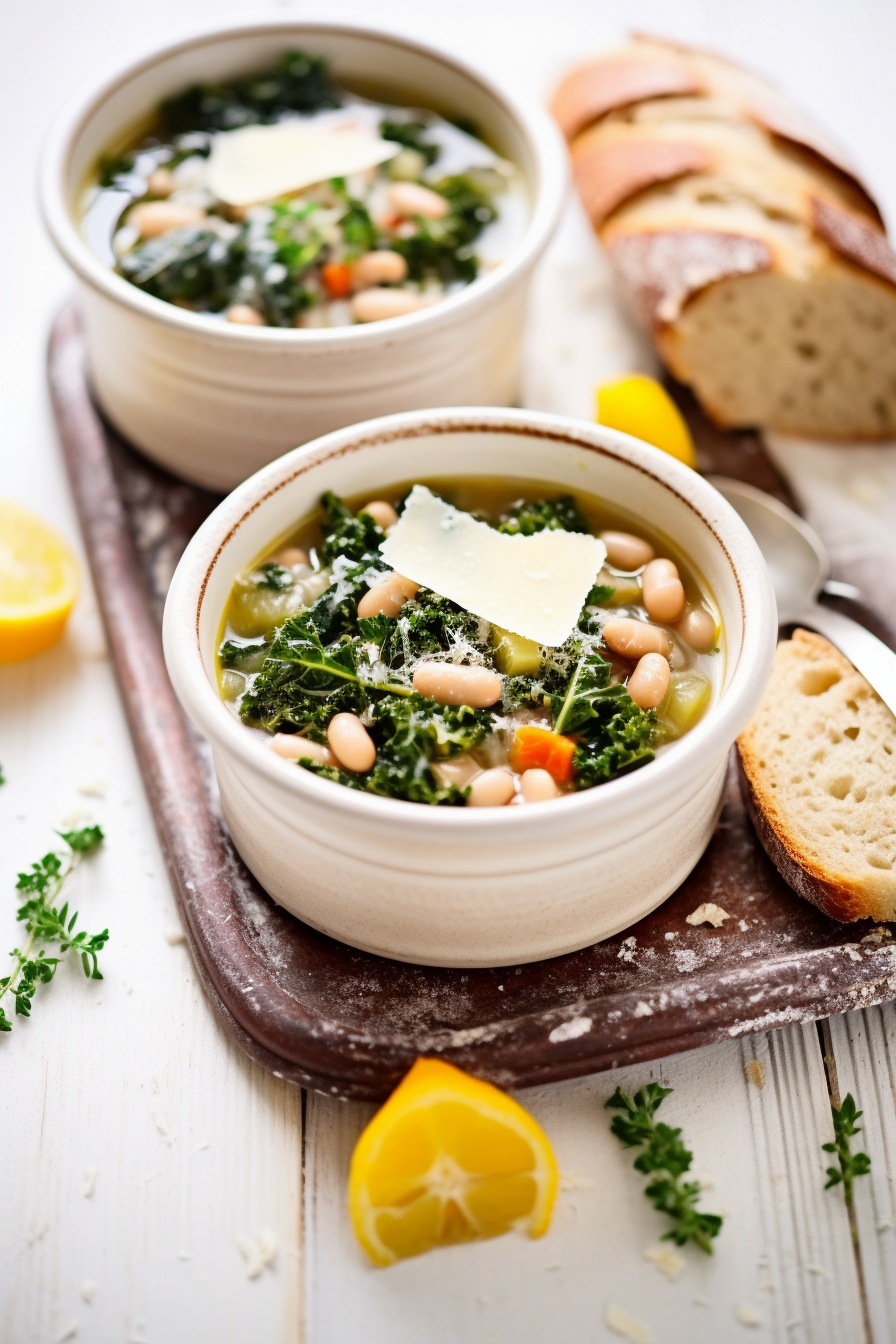 Ingredients for Tuscan White Bean and Kale Soup (Ribollita)