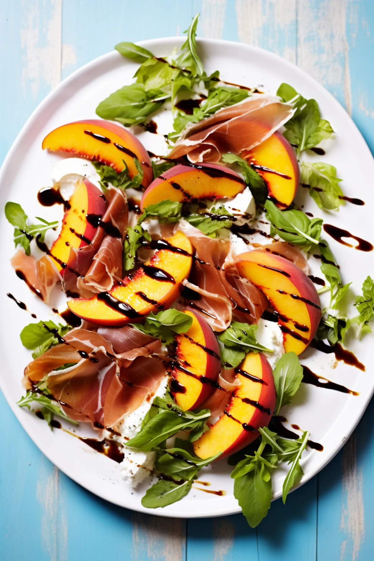Warm Salad of Grilled Peaches, Prosciutto, and Mozzarella_001