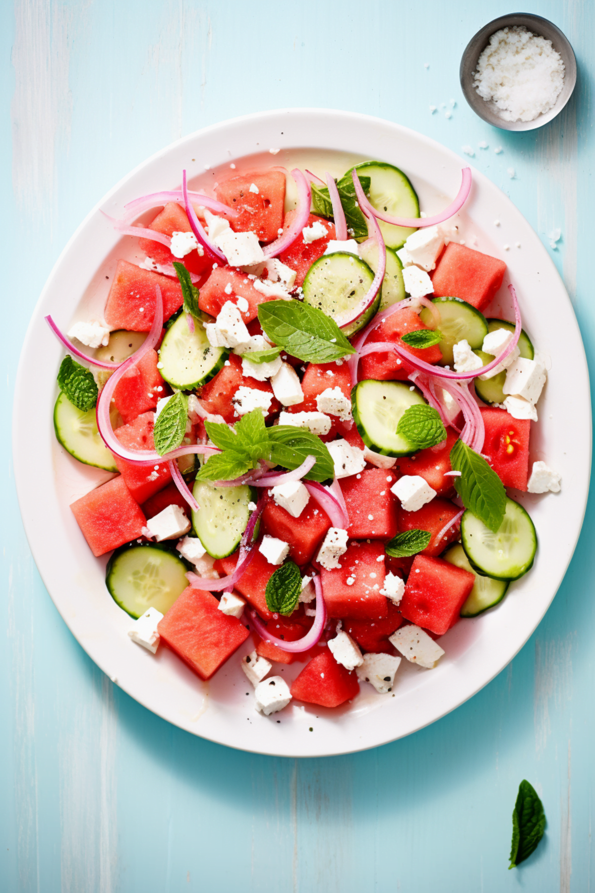 Watermelon, Feta, and Cucumber Salad with Mint_001
