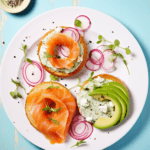 Whole Grain Bagel with Smoked Salmon and Light Cream Cheese_001