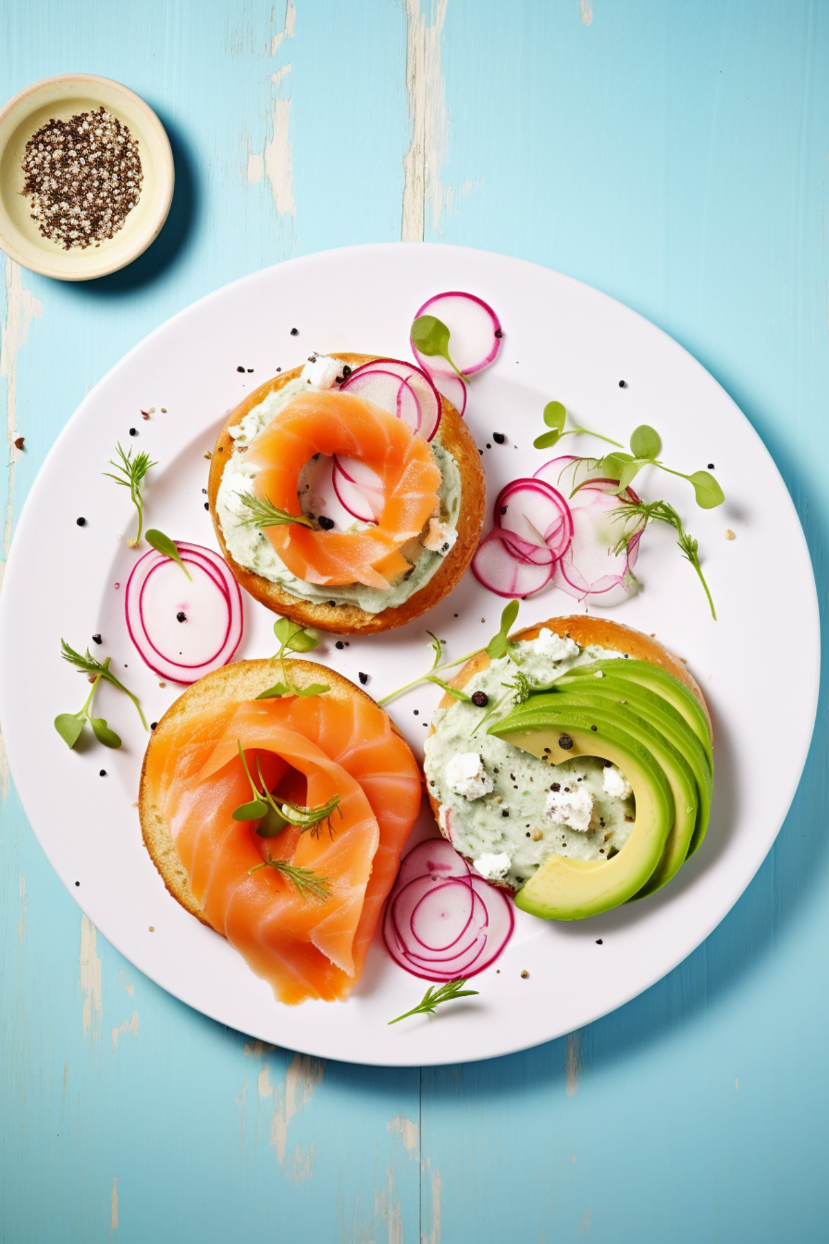 Whole Grain Bagel with Smoked Salmon and Light Cream Cheese_001