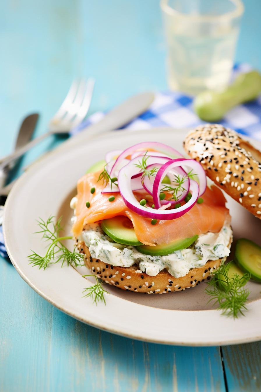 Ingredients for Whole Grain Bagel with Smoked Salmon and Light Cream Cheese