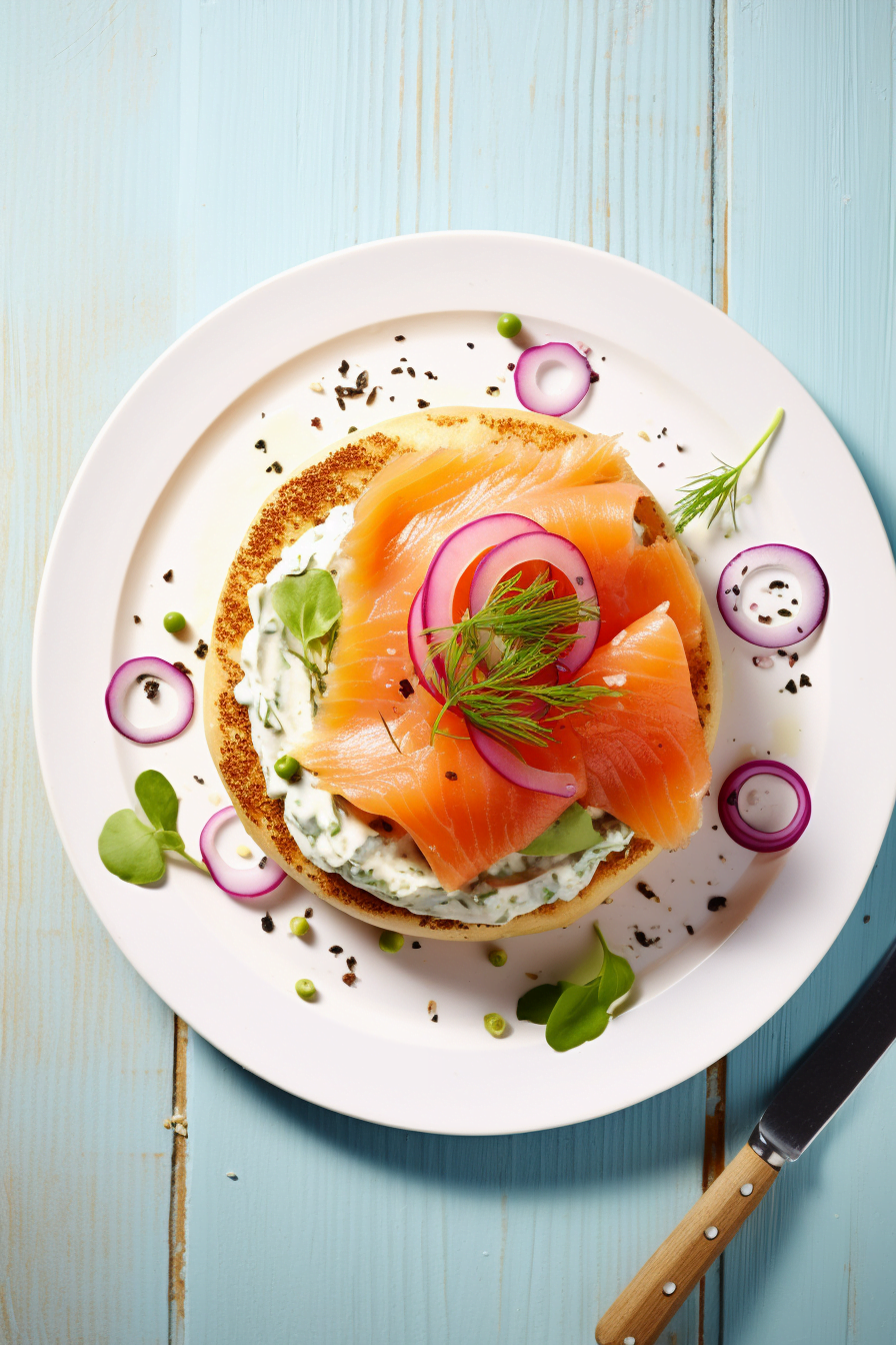Whole Grain Bagel with Smoked Salmon and Light Cream Cheese