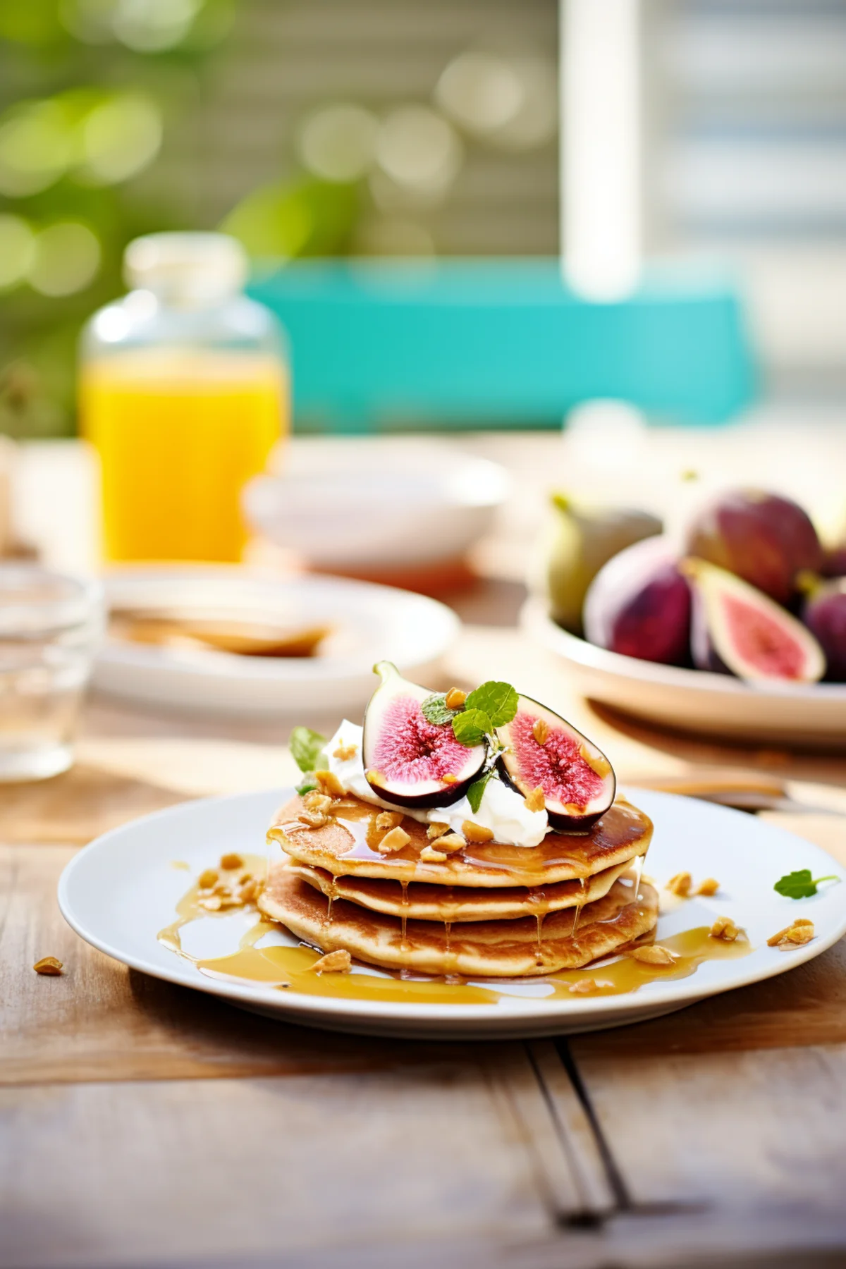 Whole Grain Pancakes with Fresh Fig and Ricotta Cheese_001