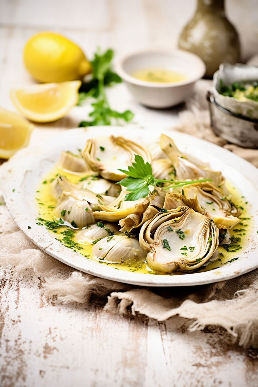 Cooking Artichoke Barigoule with Lemon and Garlic
