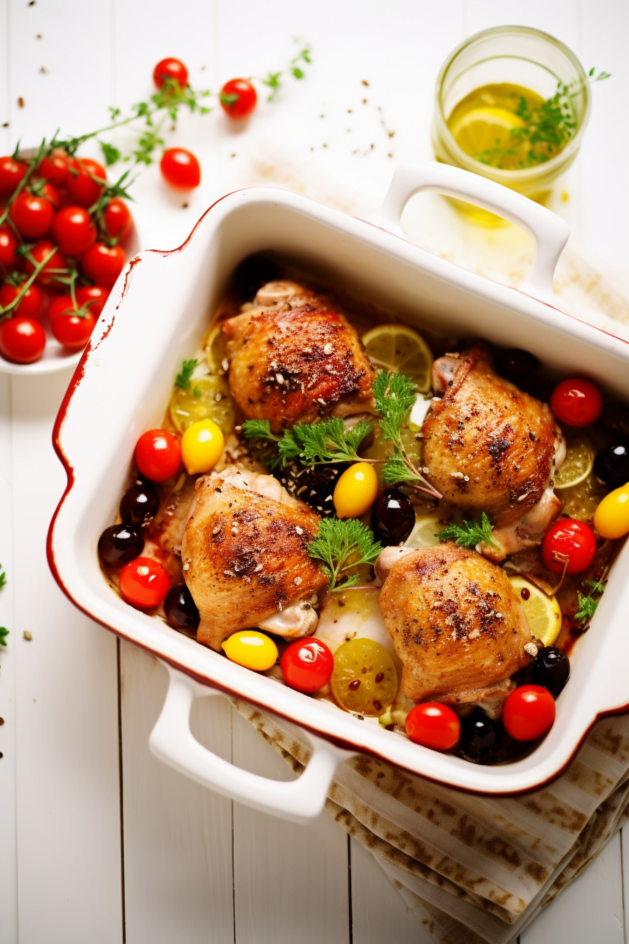 Baked Chicken with Olives, Capers, and Tomatoes Ready to Serve