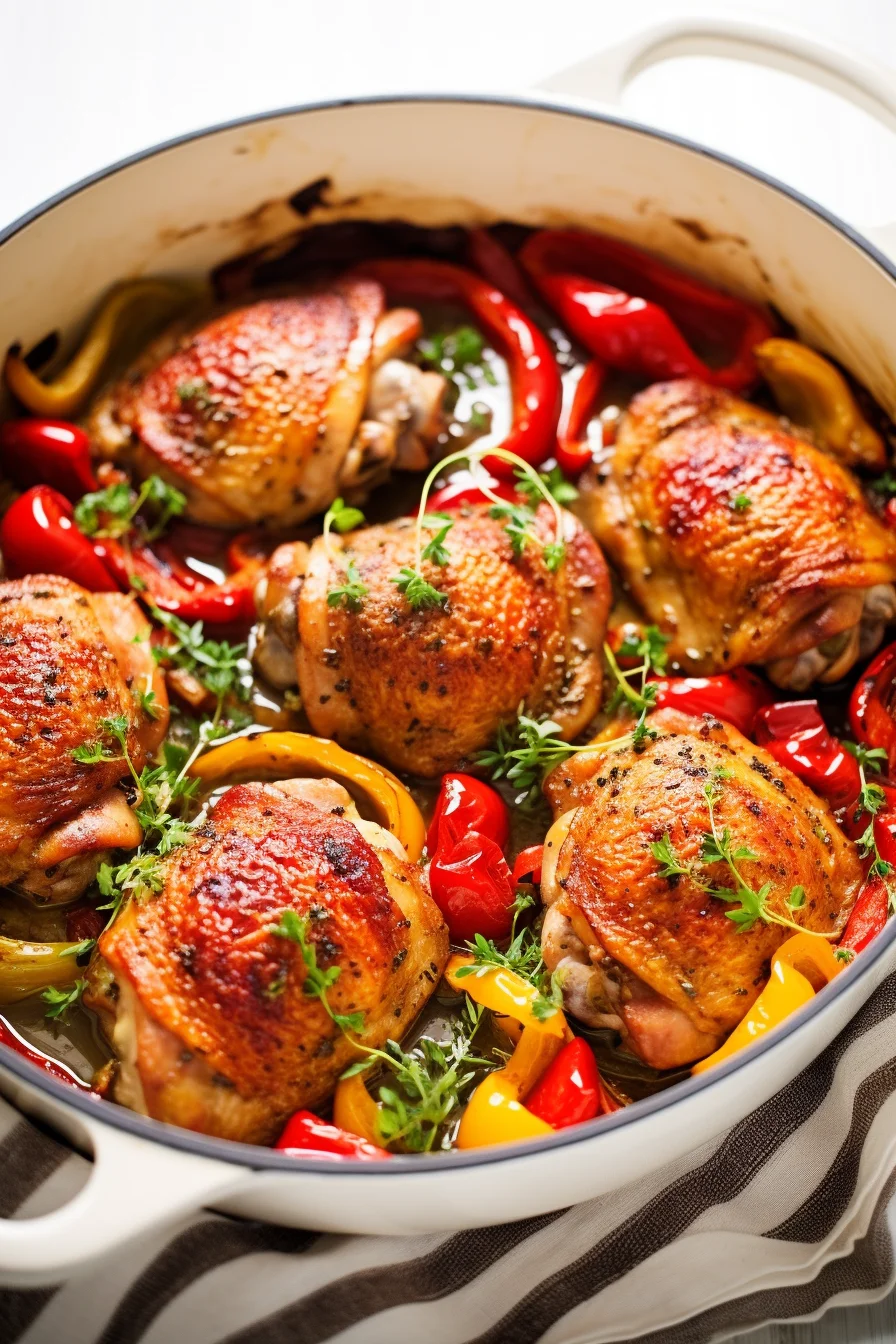 Poulet Basquaise in the skillet