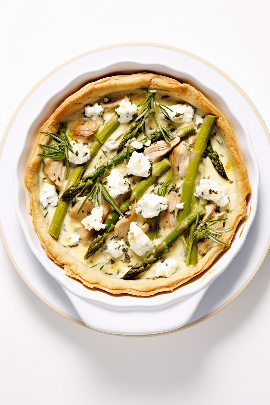 Baked Chicken, Asparagus, and Feta Quiche