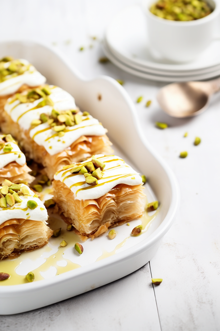 Baked Cypriot Baklava with Honey and Pistachios