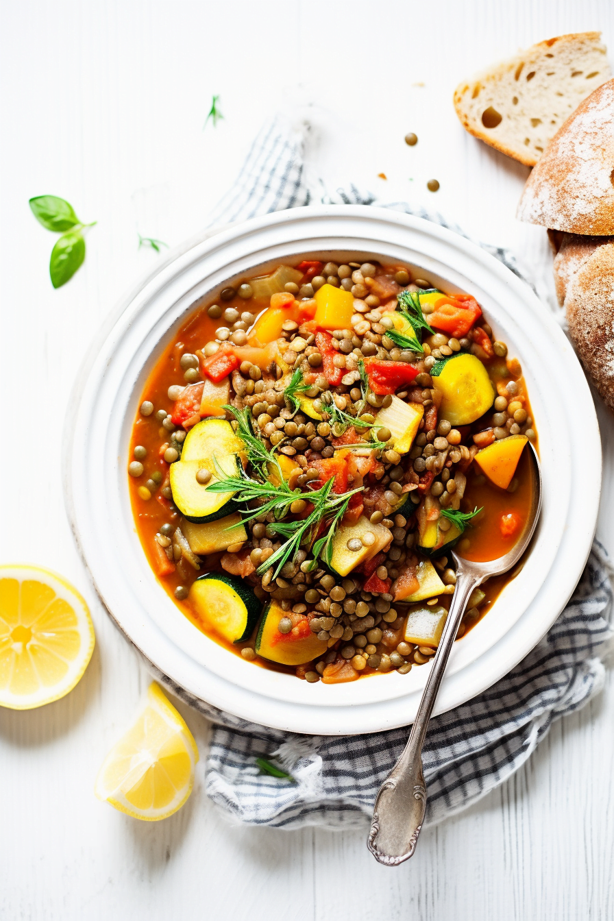 Cypriot Vegetable and Lentil Stew Ready to Serve