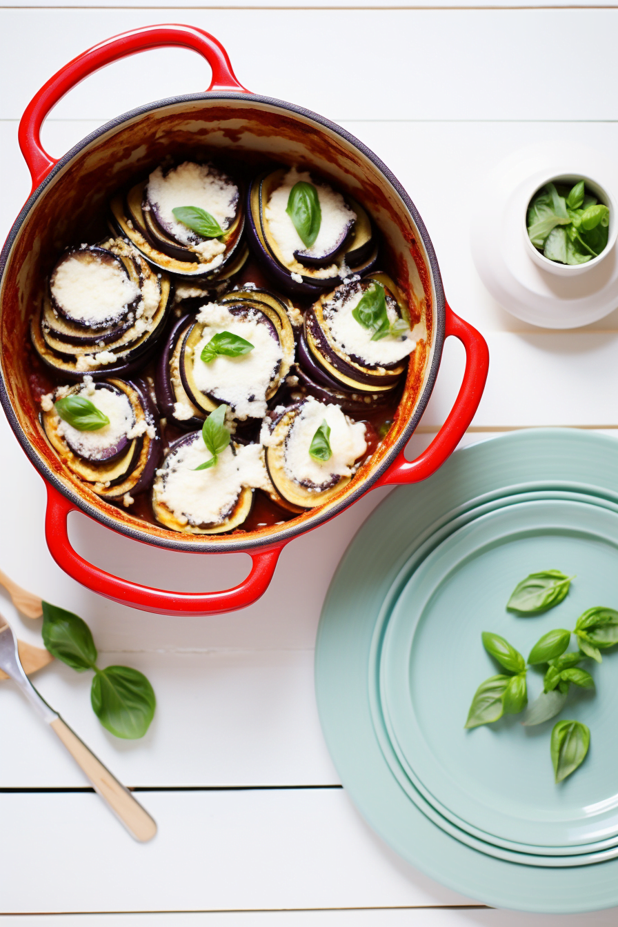 Eggplant Rollatini in Baking Dish