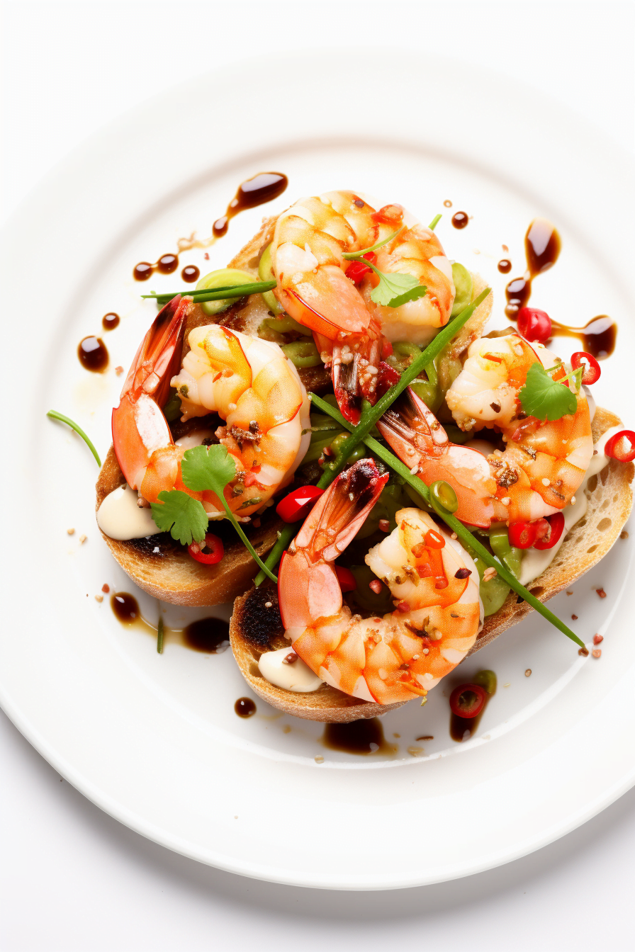Garlic Shrimp with Chilli and Parsley on Crostini Ready to Serve