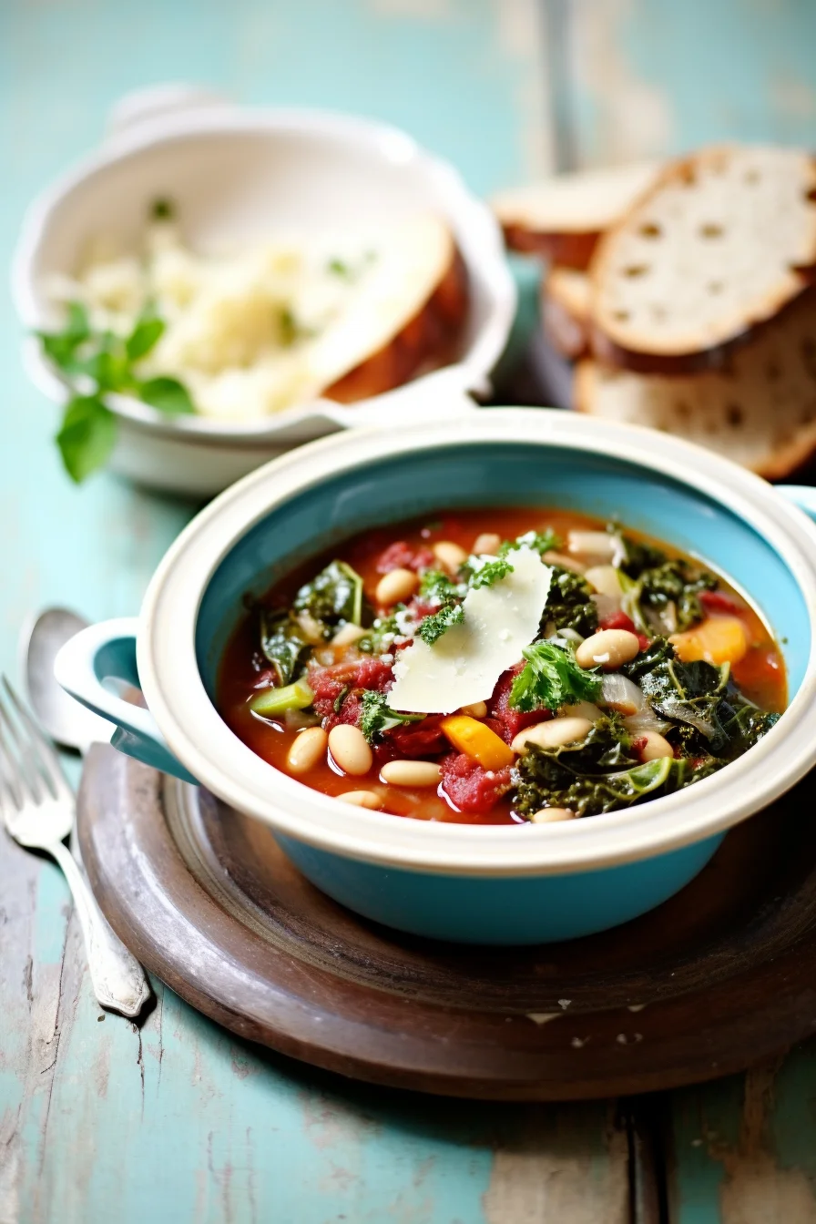 Italian Minestrone Soup with Kale and White Bean Pesto Cooking