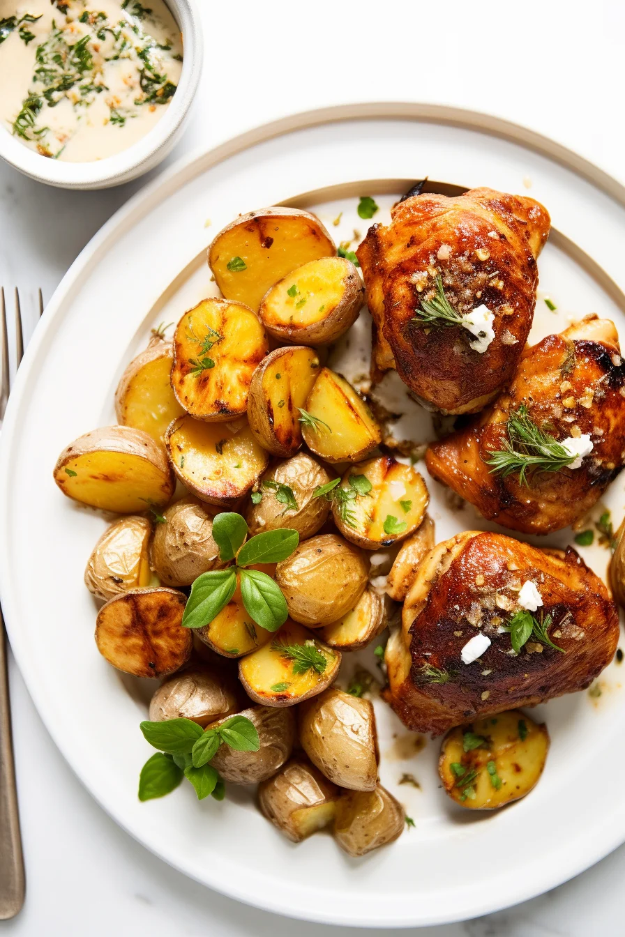 Lebanese Garlic Chicken with Potatoes ready to serve