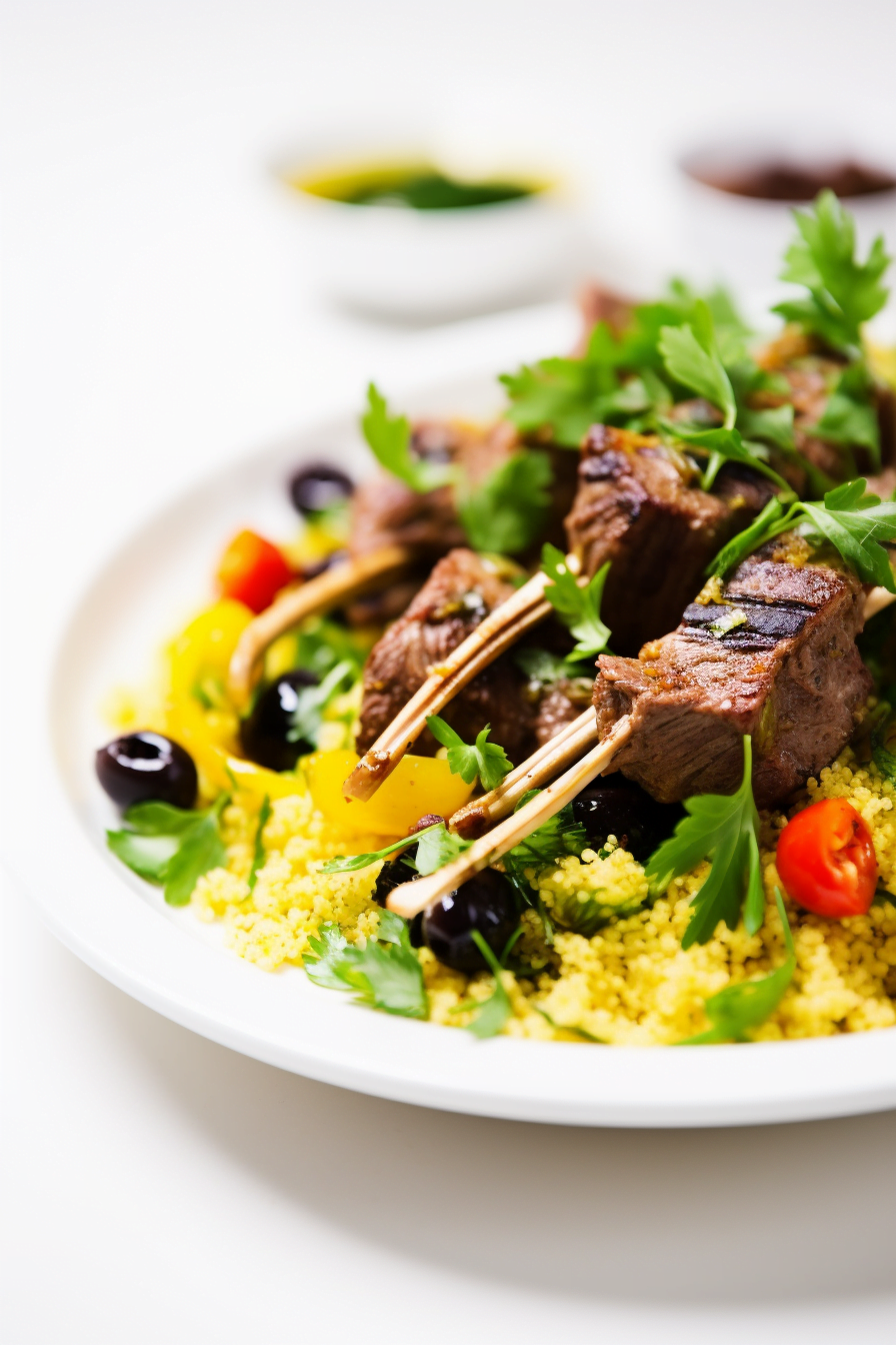 Libyan Marinated Grilled Lamb Served with Spiced Couscous