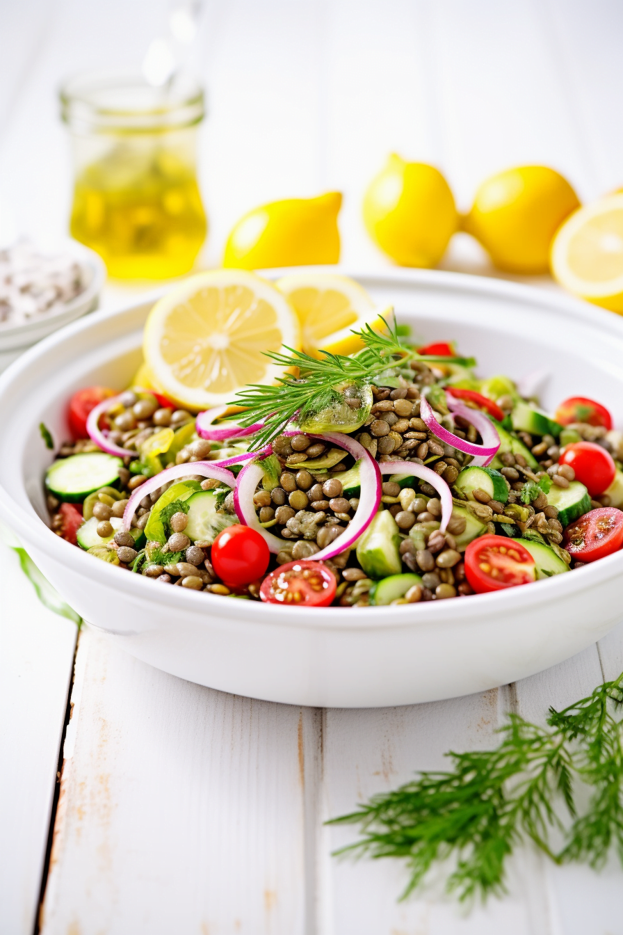 Mediterranean Lentil and Herb Salad with Lemon Vinaigrette Ready to Serve