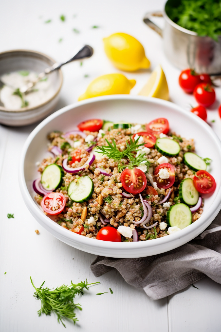 Mediterranean Red Lentil and Quinoa Salad with Cumin Ready to Serve