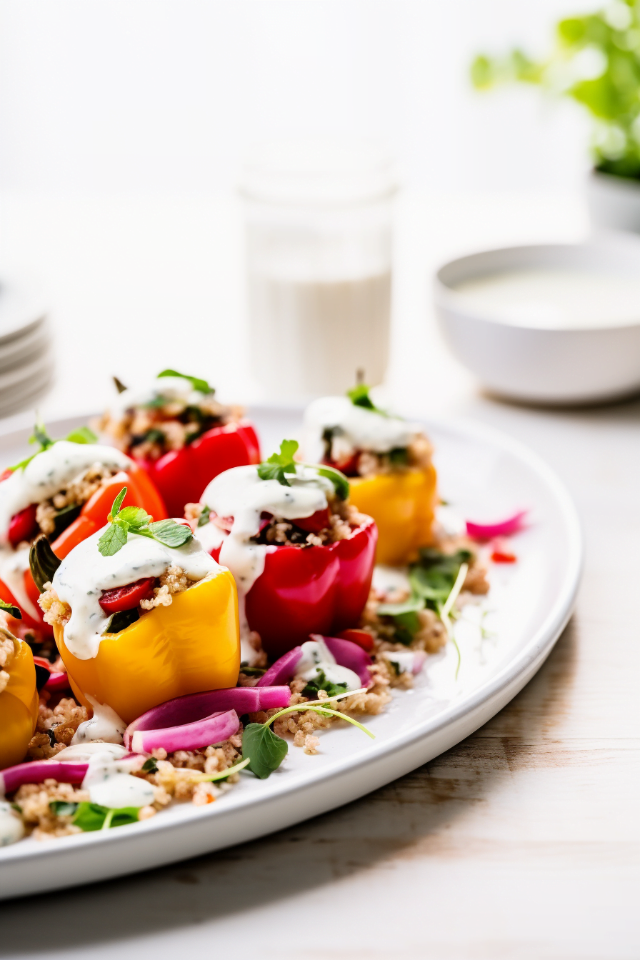 Mediterranean Stuffed Peppers ready to serve