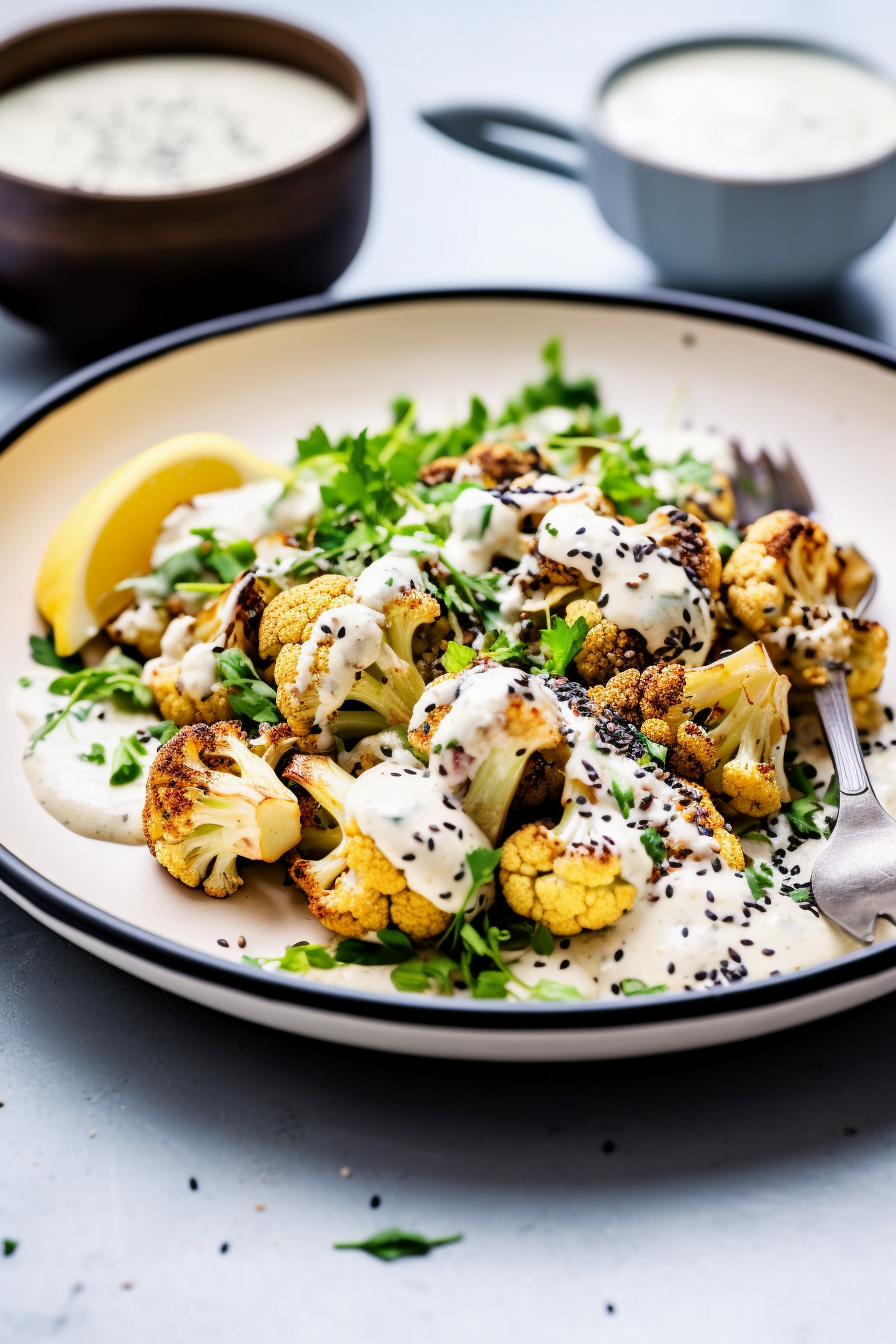 Palestinian Za'atar Roasted Cauliflower with Tahini Ready to Serve