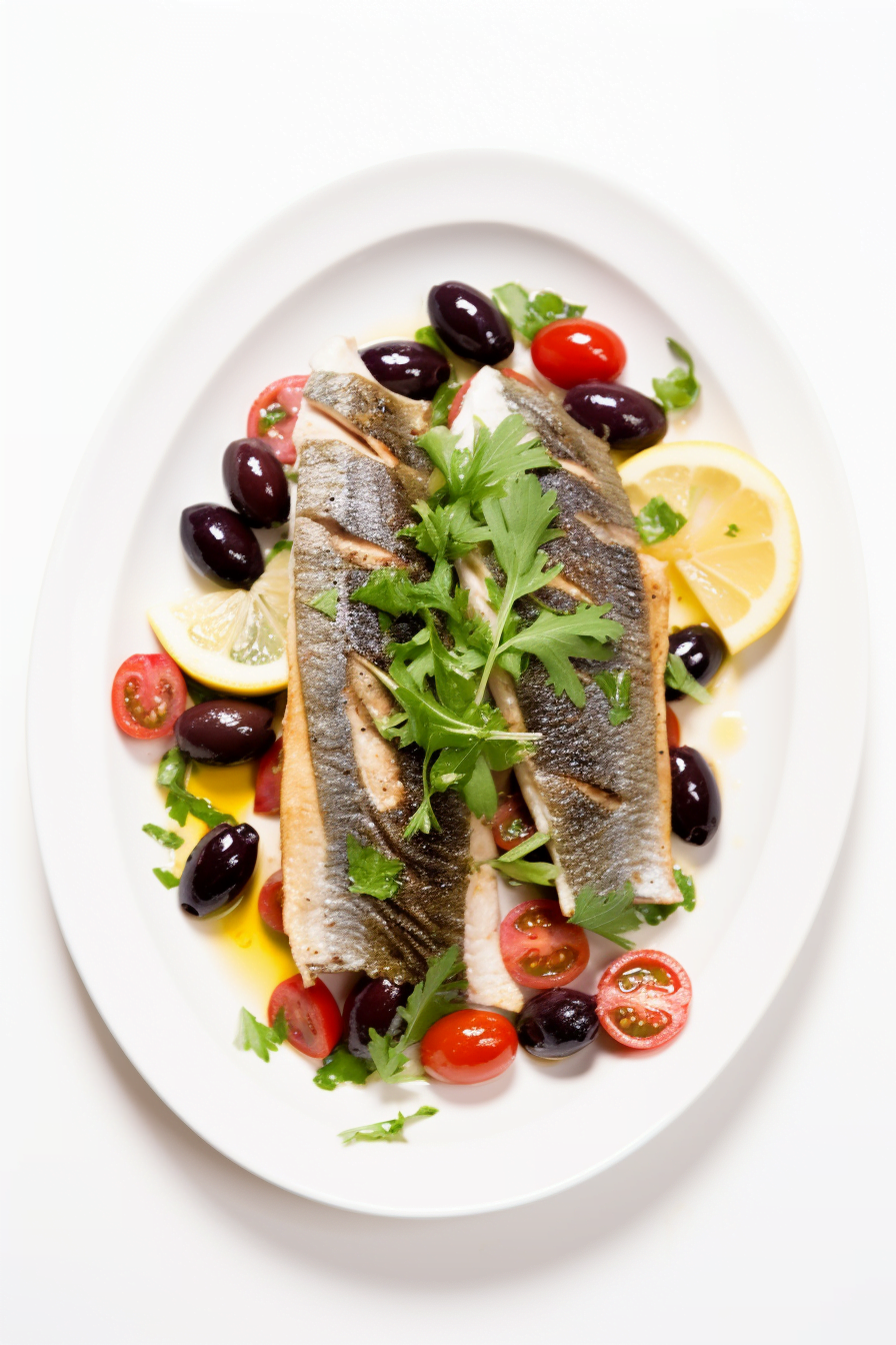 Pan-Seared Branzino with Olive and Tomato Relish Cooking
