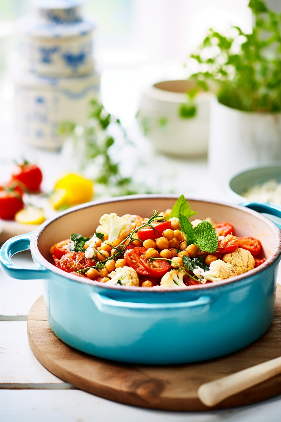Sicilian Cauliflower and Chickpea Stew Cooking