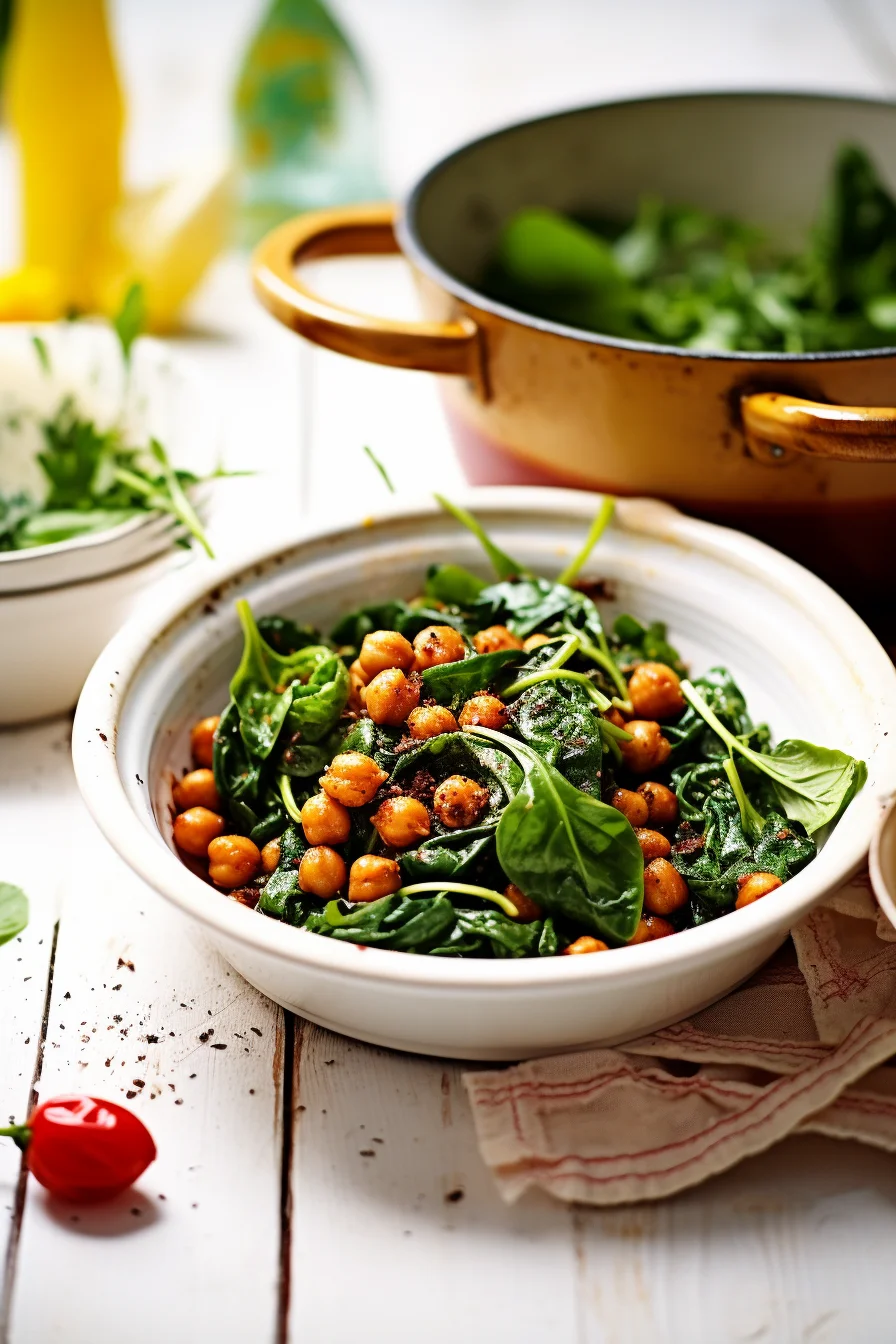 Cooking Sicilian Style Chickpeas with Spinach and Sun-Dried Tomatoes
