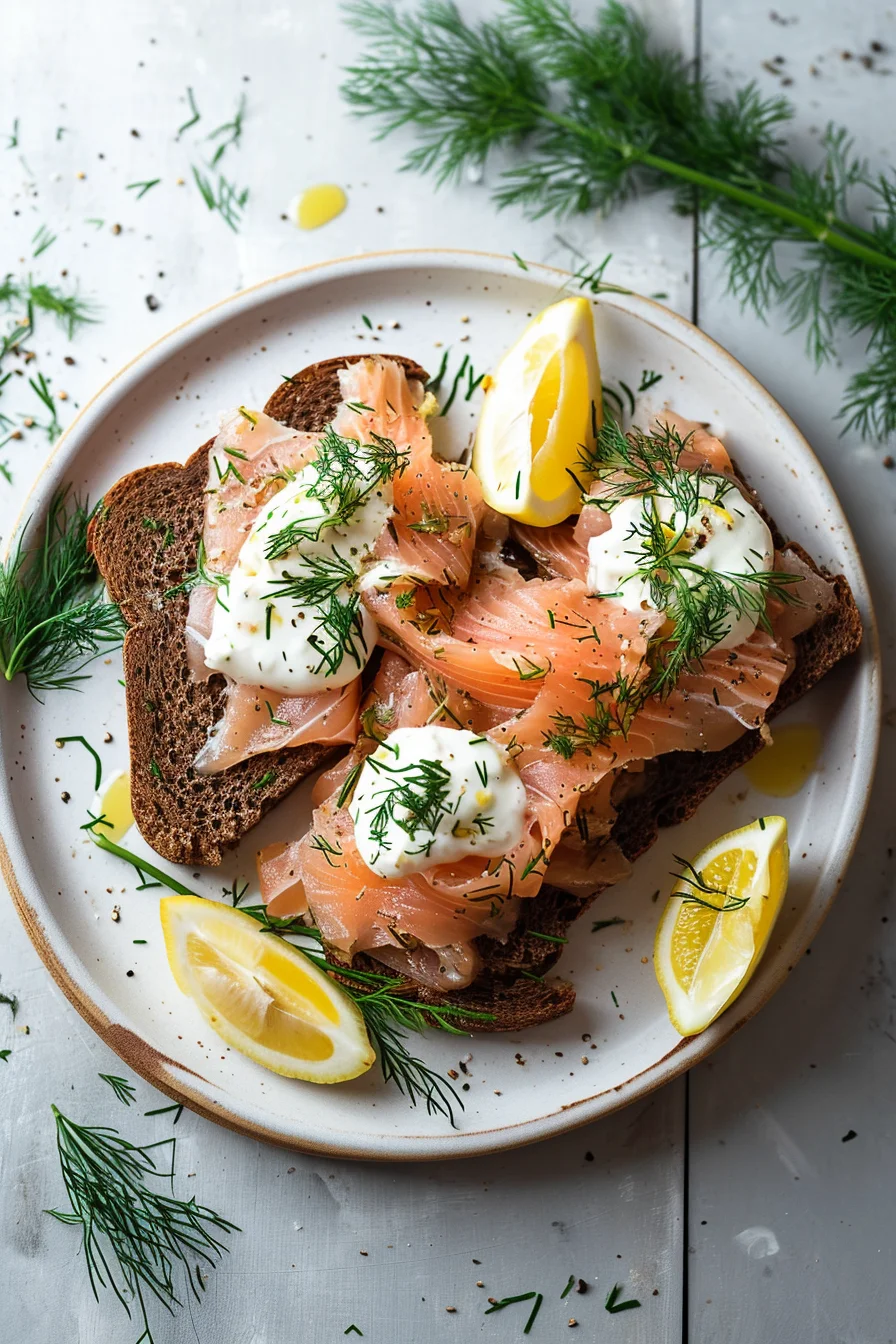 Smoked Trout with Horseradish Cream on Dark Rye Bread
