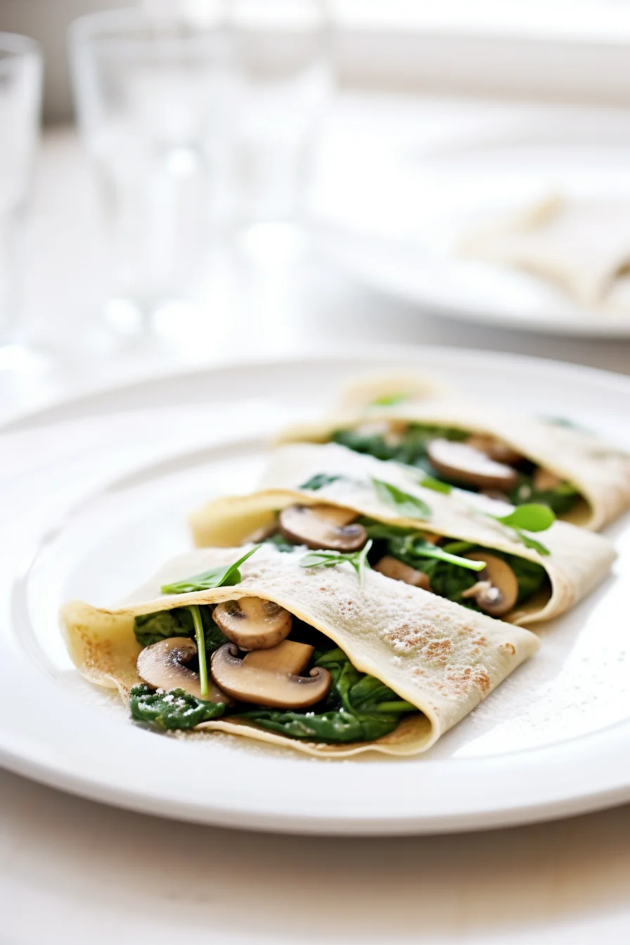 Spinach and Mushroom Whole Wheat Crepes Ready to Serve