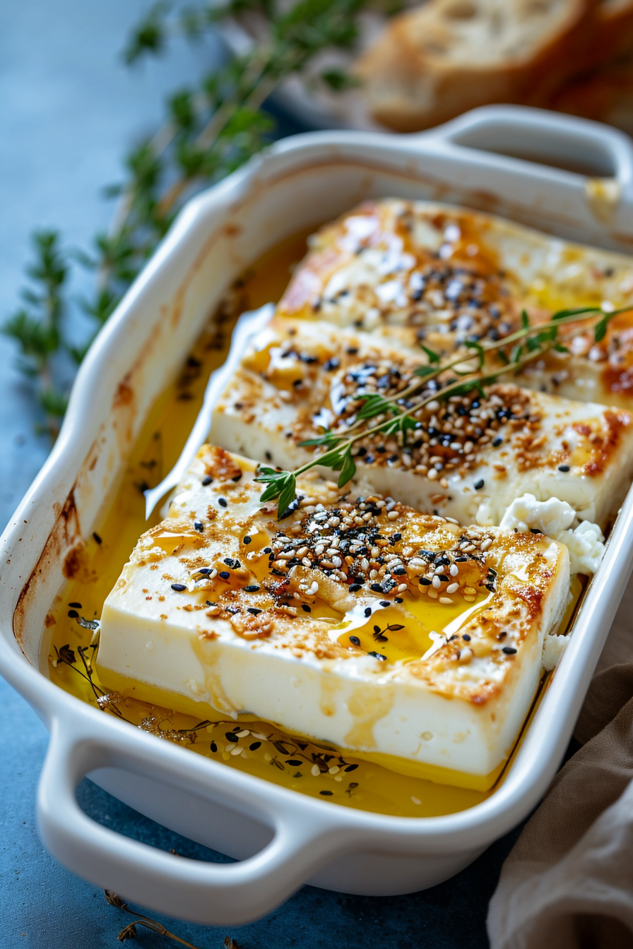 Preparing Albanian Baked Feta