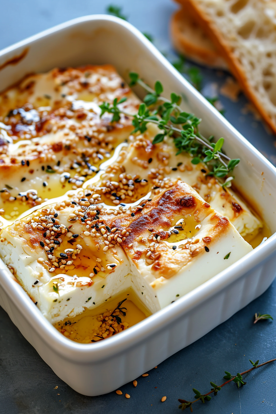 Albanian Baked Feta with Honey and Sesame Seeds