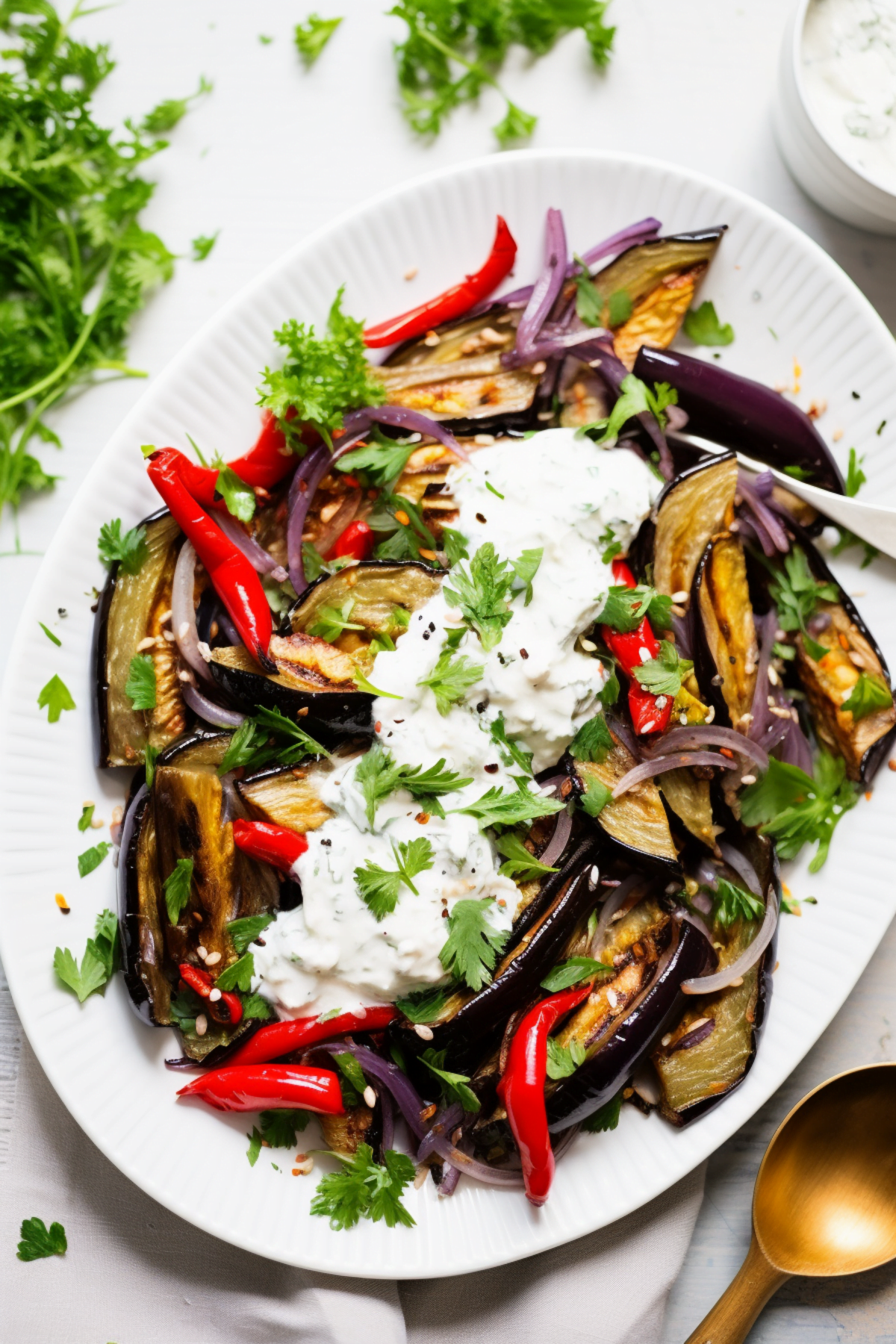 Albanian Eggplant and Bell Pepper Salad (Salce Kosi)_001