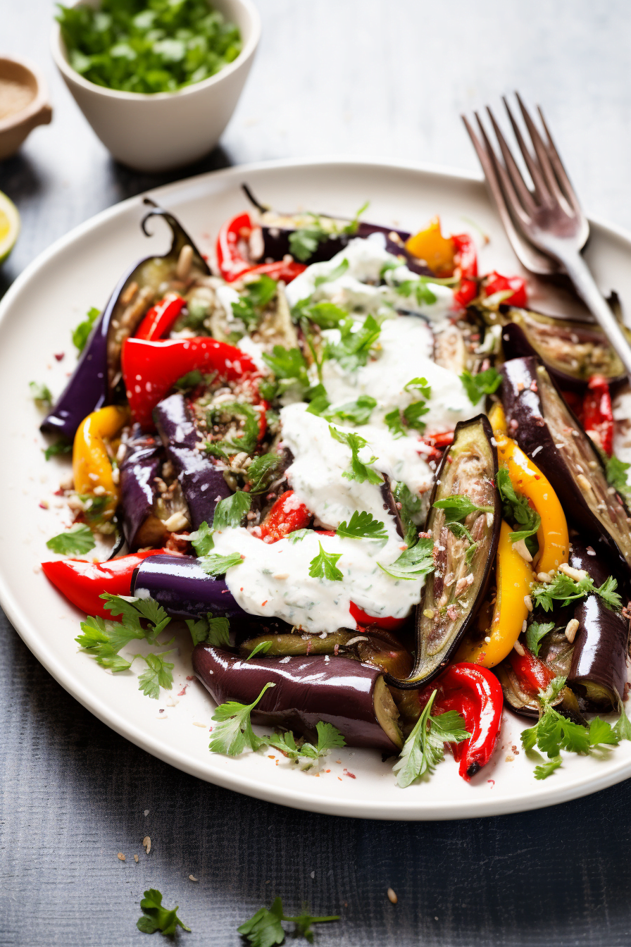 Albanian Eggplant and Bell Pepper Salad (Salce Kosi)